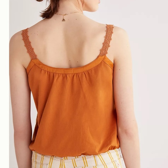 NWT Anthropologie embroidered tank with lace straps and rope tie - Picture 3 of 9